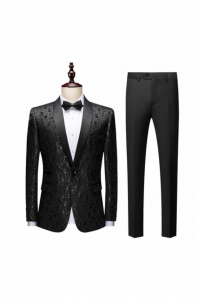 KR01-BLKGOLDST-Black Tuxedo Formal Men Suit Rental Malaysia