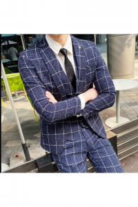 YT20-GRYLTCHQLT-4XL Blue chequred pre-order a Tuxedo Rental Sale Purchase Ready made Malaysia Kuala Lumpur Selangor (2)